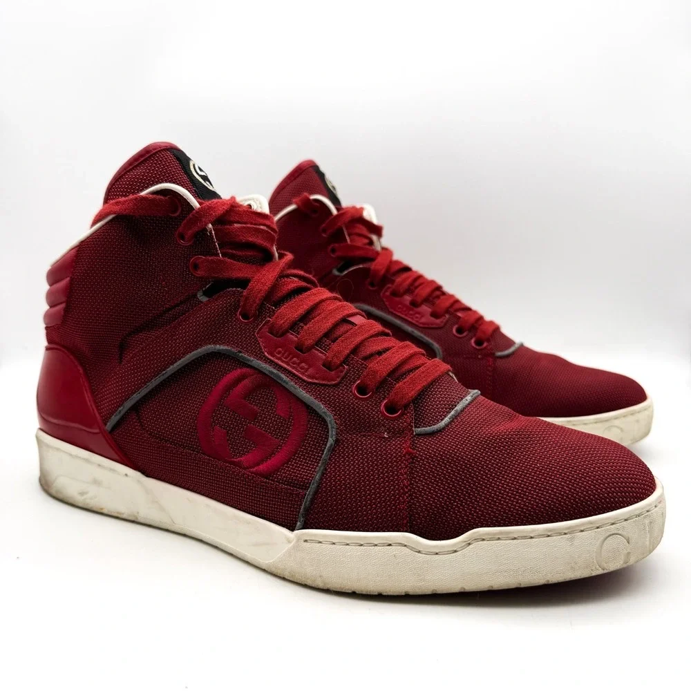 Authentic Gucci Signature High Red Mens High Top Sneakers 10.5G Shoes